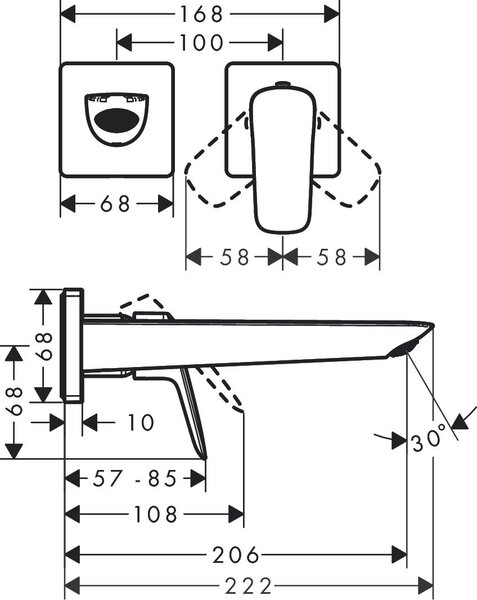 Hansgrohe Logis umyvadlová baterie pod omítku chrom 71256000