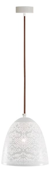 Candellux Bílý závěsný lustr Bene pro žárovku E27 se stínidlem ve tvaru kužele délky 210mm 31-70340