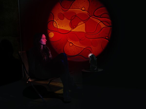 Mathmos Space projektor, oil disk žlutá-červená