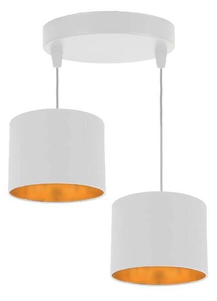 Bílo-měděný závěsný lustr Atlanta pro žárovku 2x E27 s kulatou základnou - Candellux - LED lustry a svítidla > Kolekce svítidel > Kolekce svítidel