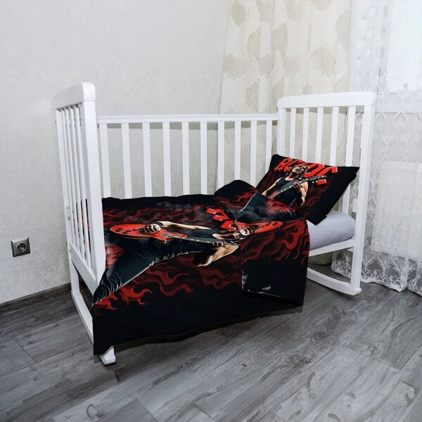 Sablio Mikroplyšové dětské povlečení do postýlky ACDC Kytarista - 120x90 / 40x60