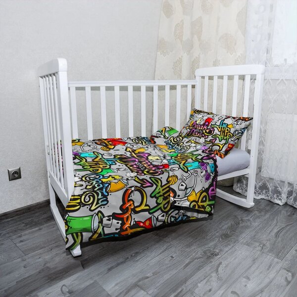 Sablio Mikroplyšové dětské povlečení do postýlky Graffiti - 120x90 / 40x60