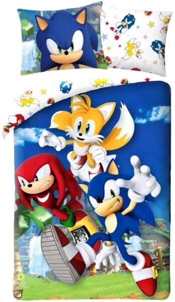 Souprava ložního povlečení Ježek Sonic - 100% bavlna - 70 x 90 cm + 140 x 200 cm