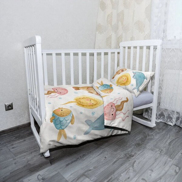 Sablio Dětské povlečení do postýlky Podmořská parta - 120x90 / 40x60