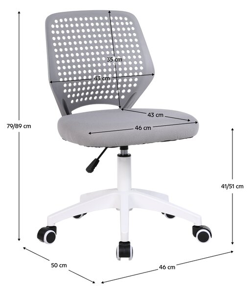 Dětská otočná židle FRIA - šedá síťovina