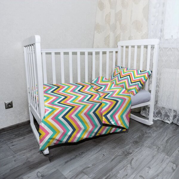 Sablio Mikroplyšové dětské povlečení do postýlky Duhové klikyháky - 100x135 / 40x60