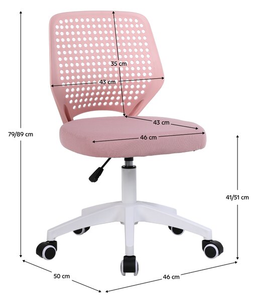 Dětská otočná židle FRIA - růžová síťovina