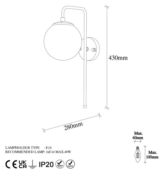 ASIR Nástěnná lampa VIRAN 15 černá