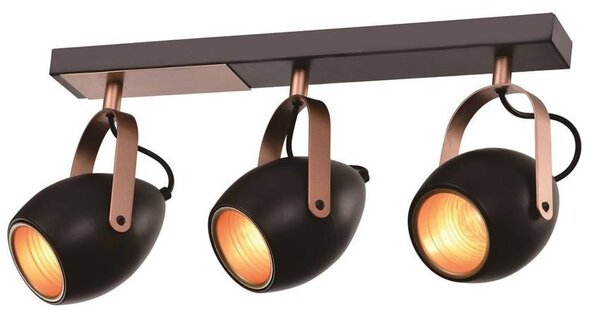Candellux Černo-měděné stropní/nástěnné svítidlo Anica pro žárovku 3x E14 93-82589