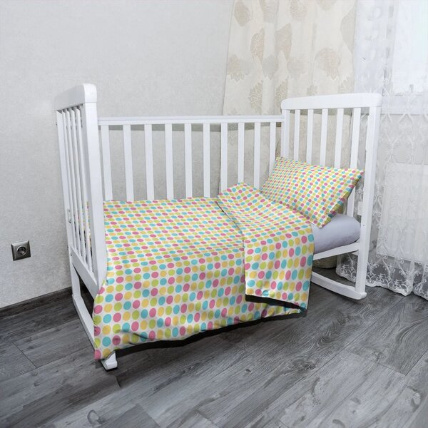 Sablio Mikroplyšové dětské povlečení do postýlky Veselé barevné puntíky - 120x90 / 40x60