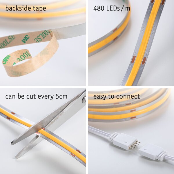 Paulmann 71046 MaxLED 500 Full-Line COB, LED pásek 19W 2700K včetně trafa, 3m