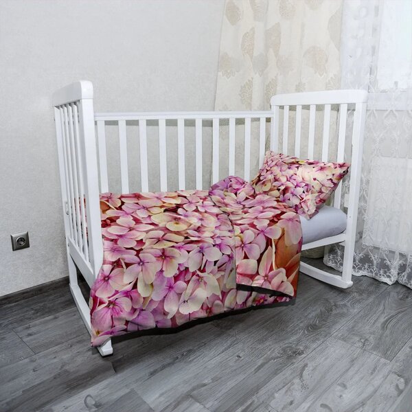 Sablio Mikroplyšové dětské povlečení do postýlky Růžové květy - 130x90 / 40x60