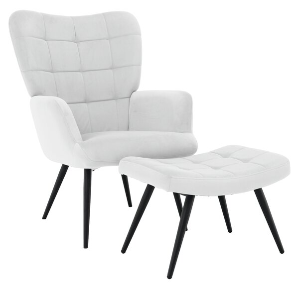 Křeslo s podnoží, světle šedá Velvet látka/černá, HABEN