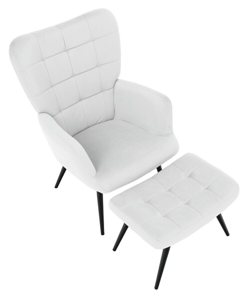 Křeslo s podnoží, světle šedá Velvet látka/černá, HABEN