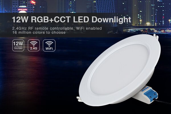LED Solution Mi-Light MiBoxer RF Černý vestavný LED panel RGB+CCT 180mm 12W FUT066-B