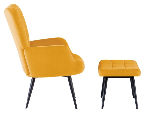 Křeslo s podnoží, žlutá Velvet látka/černá, HABEN