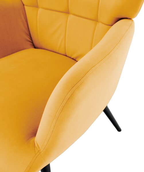 Křeslo s podnoží, žlutá Velvet látka/černá, HABEN