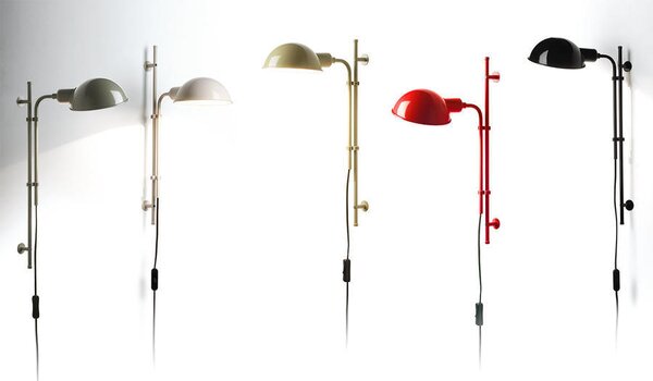 Marset A641-027 Funiculí A, nástěnná lampa nadčasového designu, 1xE14, černá RAL 9005, výška 49,2cm