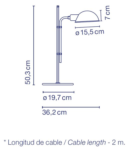 Marset A641-020 Funiculí S, stolní lampa nadčasového designu, 1xE14, šedá RAL 7003, 50,3cm