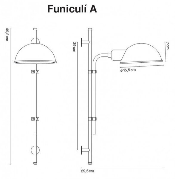 Marset A641-448 Funiculí A, nástěnná lampa nadčasového designu, 1xE14, žlutá RAL 0756070, výška 49,2cm