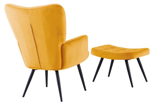 Křeslo s podnoží, žlutá Velvet látka/černá, HABEN