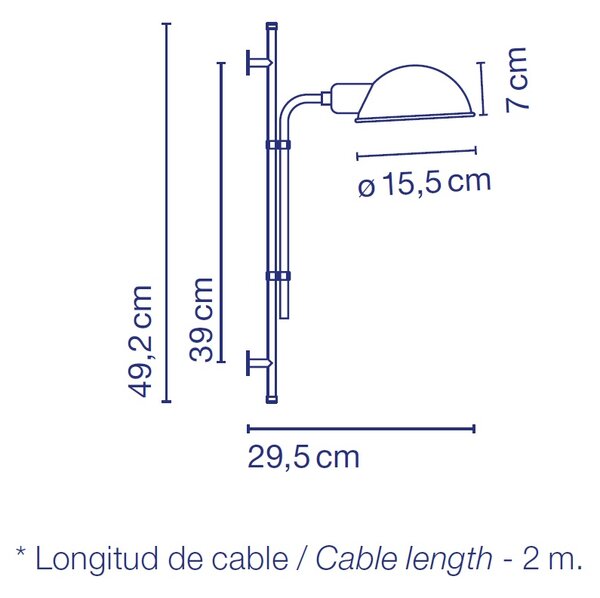 Marset A641-447 Funiculí A, nástěnná lampa nadčasového designu, 1xE14, terracota RAL 0504050, výška 49,2cm