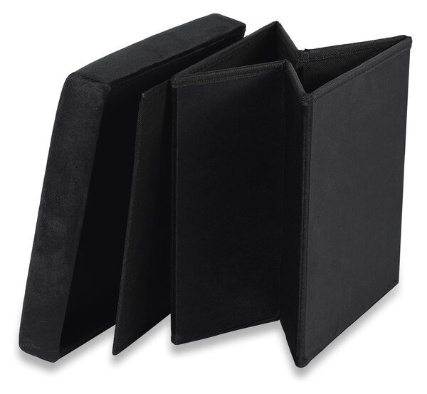 Černý skládací taburet CUBEXO VELVET M