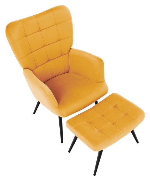 Křeslo s podnoží, žlutá Velvet látka/černá, HABEN