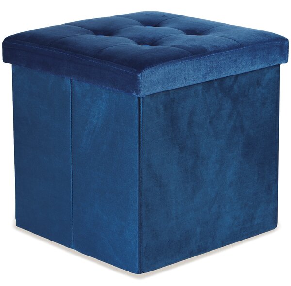 Modrý skládací taburet ZAREX VELVET L