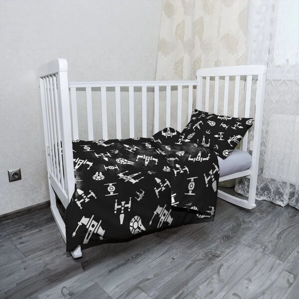 Sablio Mikroplyšové dětské povlečení do postýlky Star Wars Vesmírné lodě Pattern - 120x90 / 40x60