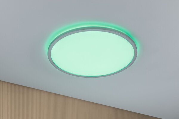 Paulmann 71019 Atria Shine, matně chromové stropní svítidlo s korónou RGBW, 20W LED 4000K, průměr 42cm, dálkové ovládání