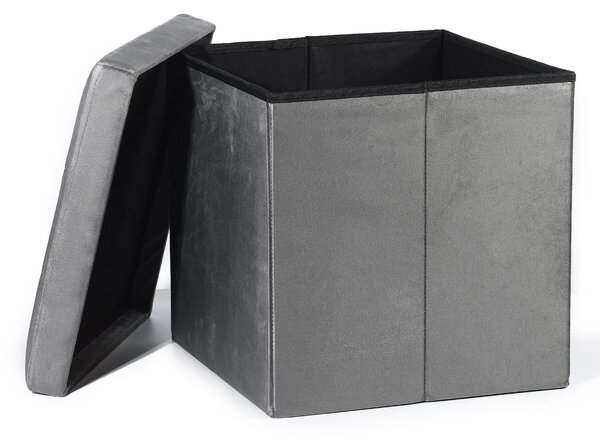 Šedý skládací taburet ZAREX VELVET L
