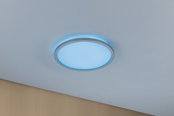 Paulmann 71018 Atria Shine, matně chromové stropní svítidlo s korónou RGBW, 12W LED 4000K, průměr 29,3cm, dálkové ovládání