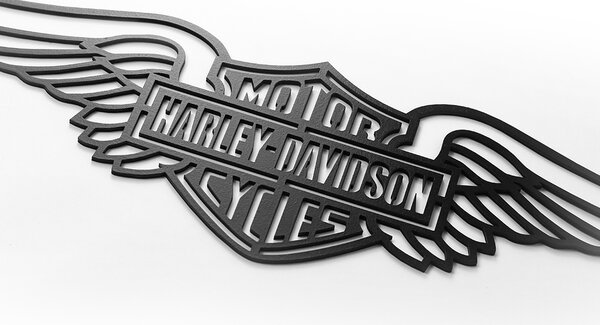 Dřevěná nástěnná dekorace Harley Davidson křídla černá