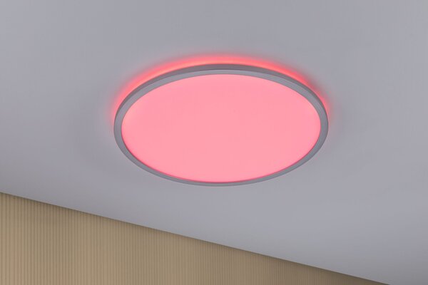 Paulmann 71019 Atria Shine, matně chromové stropní svítidlo s korónou RGBW, 20W LED 4000K, průměr 42cm, dálkové ovládání