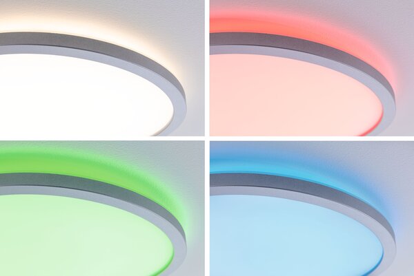 Paulmann 71019 Atria Shine, matně chromové stropní svítidlo s korónou RGBW, 20W LED 4000K, průměr 42cm, dálkové ovládání