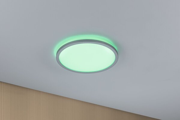 Paulmann 71018 Atria Shine, matně chromové stropní svítidlo s korónou RGBW, 12W LED 4000K, průměr 29,3cm, dálkové ovládání