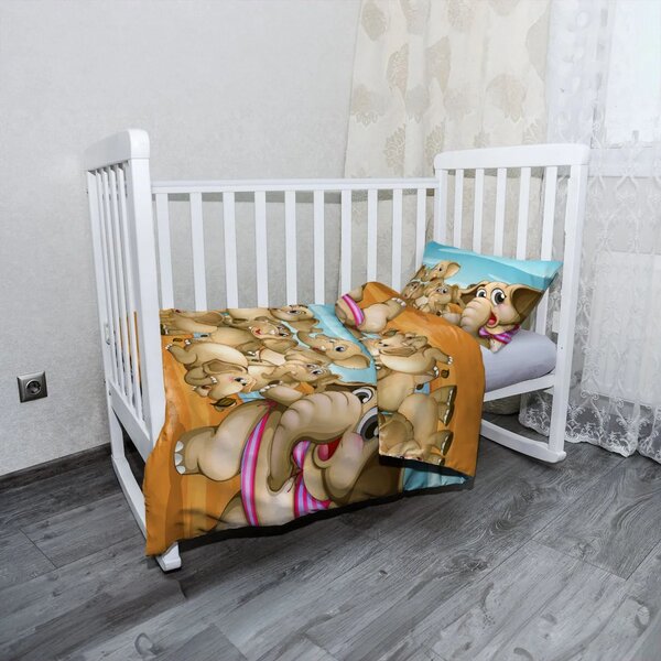 Sablio Mikroplyšové dětské povlečení do postýlky Sloni - 130x90 / 40x60