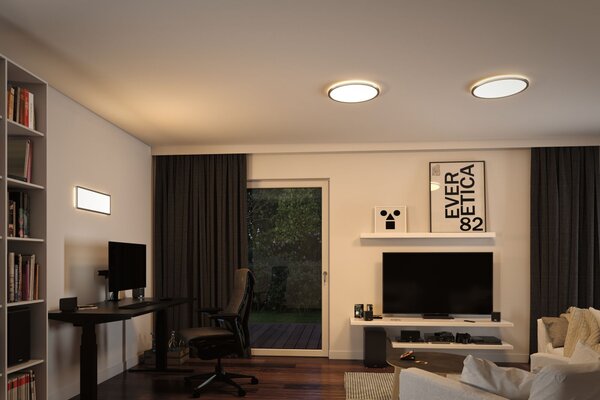 Paulmann 71018 Atria Shine, matně chromové stropní svítidlo s korónou RGBW, 12W LED 4000K, průměr 29,3cm, dálkové ovládání