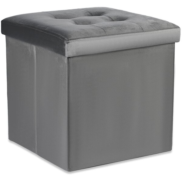 Šedý skládací taburet ZAREX VELVET L