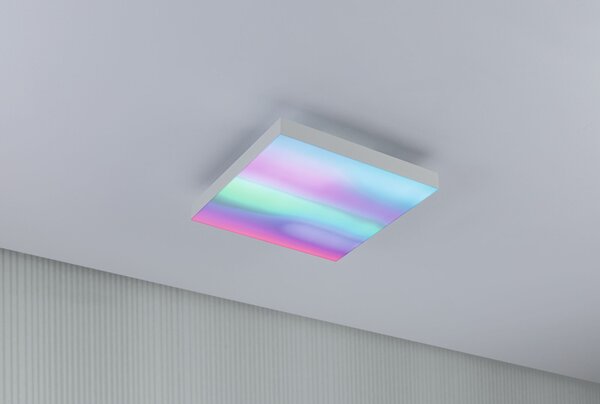 Paulmann 79904 Velora, bílý subtilní stropní LED panel Rainbow dynamic RGBW, 13,2W LED 3000-6500K, 29x29cm, dálkové ovládání