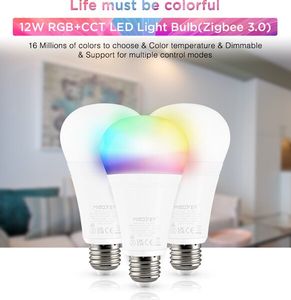 LED Solution Mi-Light MiBoxer ZIGBEE LED žárovka RGB+CCT 12W E27 FUT105Z
