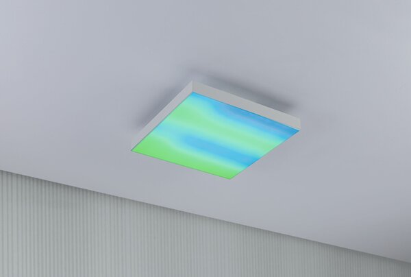 Paulmann 79904 Velora, bílý subtilní stropní LED panel Rainbow dynamic RGBW, 13,2W LED 3000-6500K, 29x29cm, dálkové ovládání
