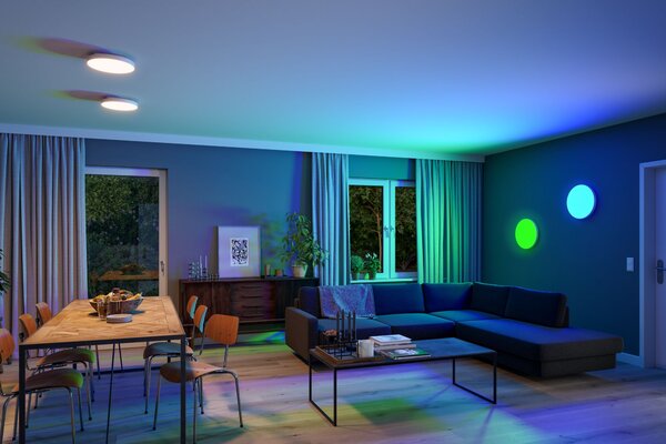 Paulmann 79897 Velora, subtilní stropní LED panel bez rámečku RGBW, ZigBee, 22W LED 3000K, průměr 40cm