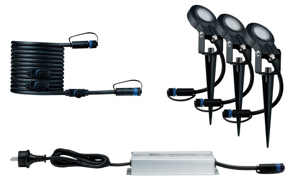 Paulmann 93696 Plug&Shine Sting, základní set zahradních reflektorů 3x6W LED 3000K stmívatelné, IP67