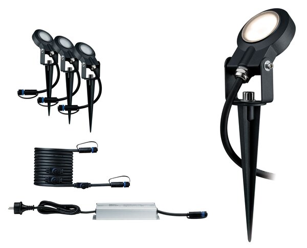 Paulmann 93696 Plug&Shine Sting, základní set zahradních reflektorů 3x6W LED 3000K stmívatelné, IP67
