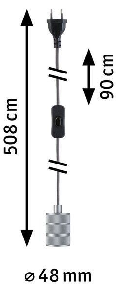 Paulmann 78437 Tilla, hliníkové svítidlo pro dekorativní žárovku s vypínačem a kabelem do zásuvky, 1x60W E27 délka 508cm