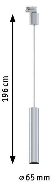 Paulmann 95397 ProRail3 Artemons, stříbrné závěsné svítidlo, 1x10W GU10, výška 38cm