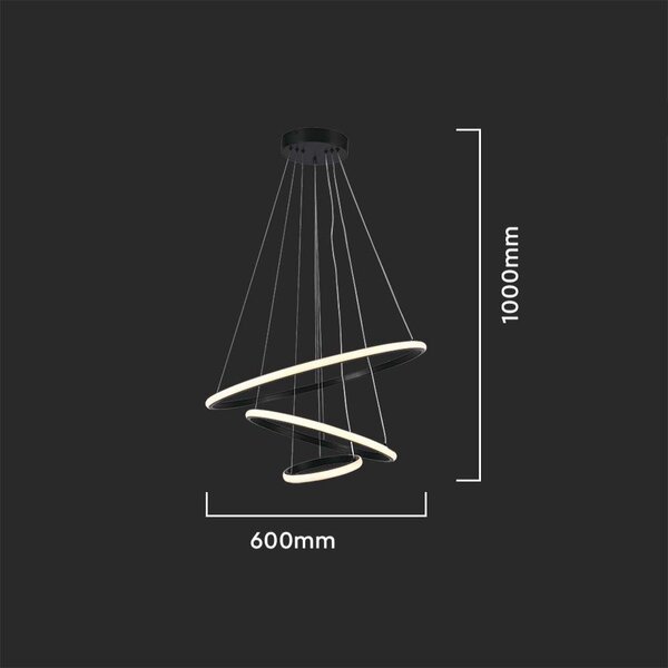 LED Solution Černé závěsné LED svítidlo kulaté 60cm 32W 8017