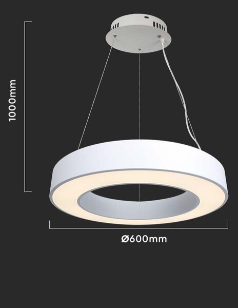 Bílé závěsné LED svítidlo kulaté 60cm 50W stmívatelné - LED Solution - LED lustry a svítidla > Lustry